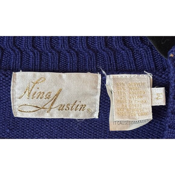 Nina Austin Vintage Embellished Floral Knit Cardigan Sweater Size M - Picture 9 of 9